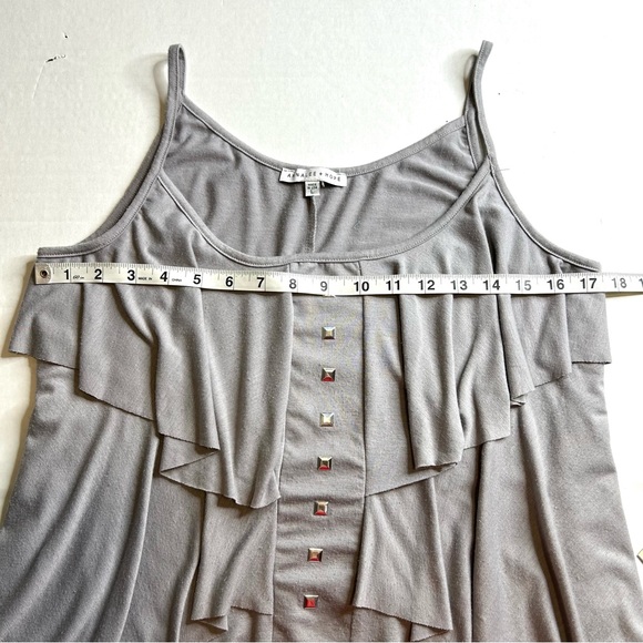 Annalee + Hope Ruffled Spaghetti Strap Gray Large Top - Picture 6 of 8